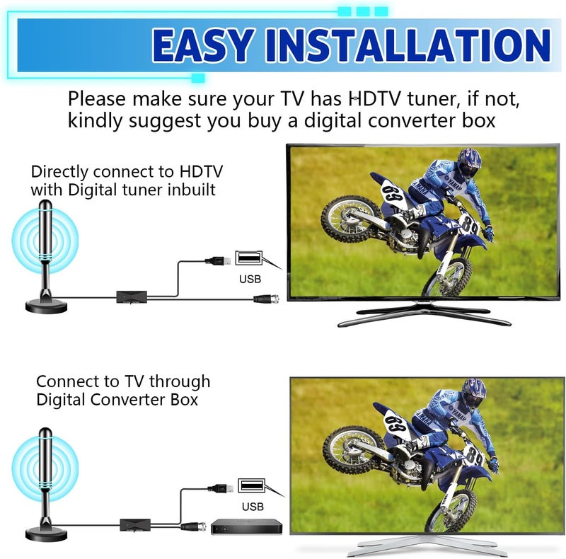 DTVSMARTSHOW TV Antenna for Local Channels, Indoor Antenna for Smart TV, Digital Antenna for TVs with Amplifier, Long Range Reception HDTV Antennas with Strong Magnetic Base, Antennas for TVs Without Cable - Image 4